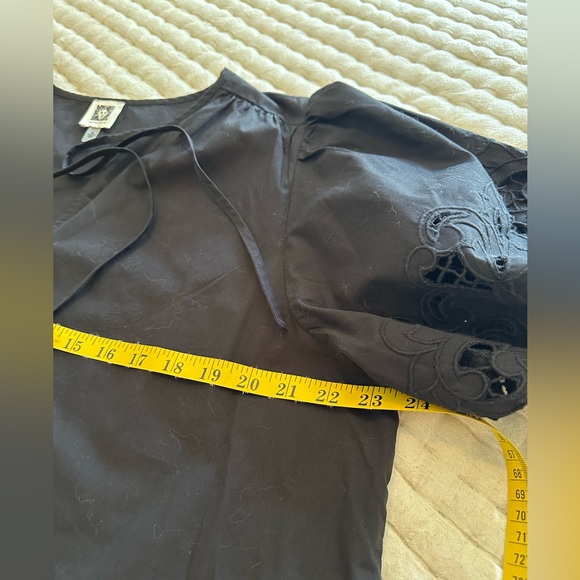 Anne Klein, black puff sleeve tie front top, size XL - Picture 9 of 9